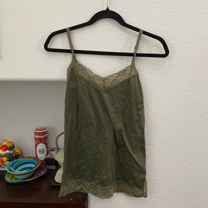 large olive green lace cami/lingerie top